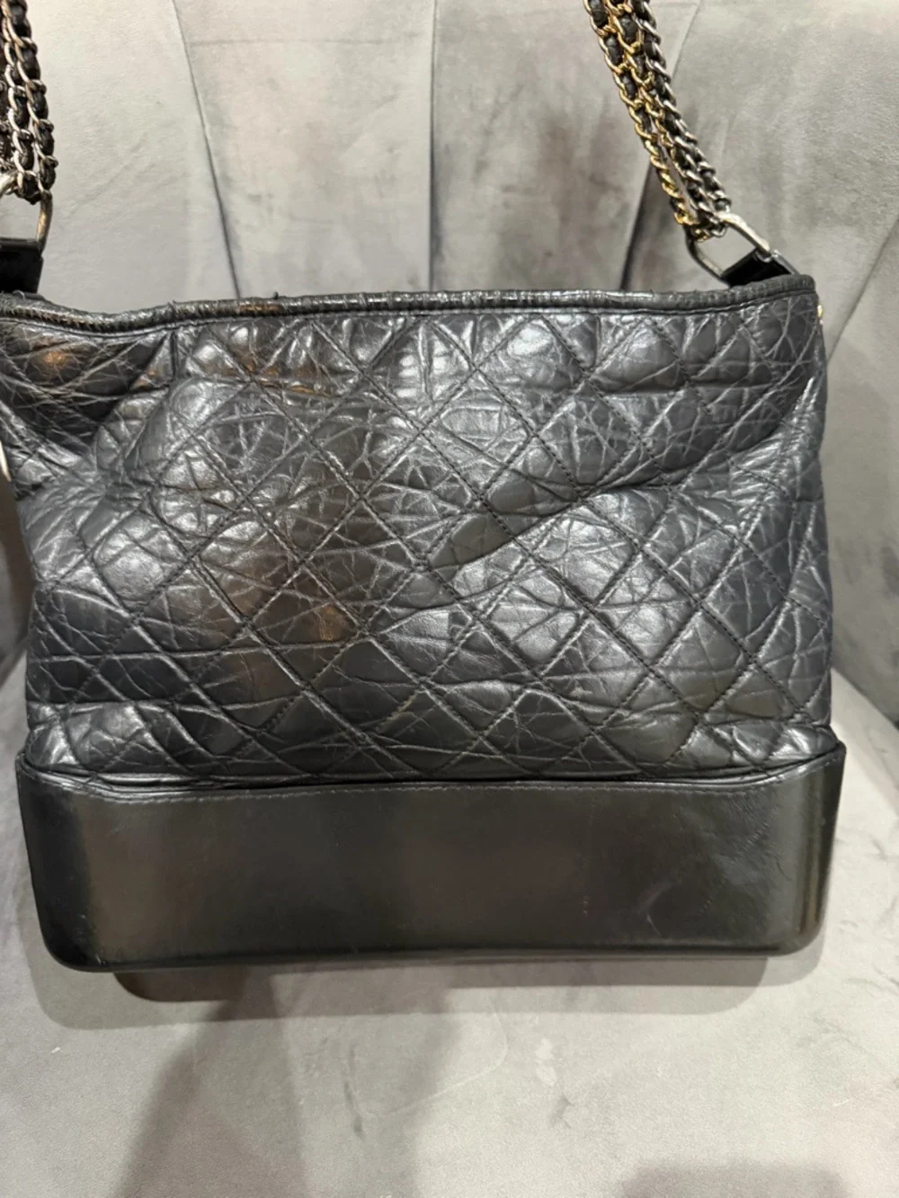 CHANEL Aged Calfskin Quilted Large Gabrielle Hobo Bag Black - Picture 9 of 16